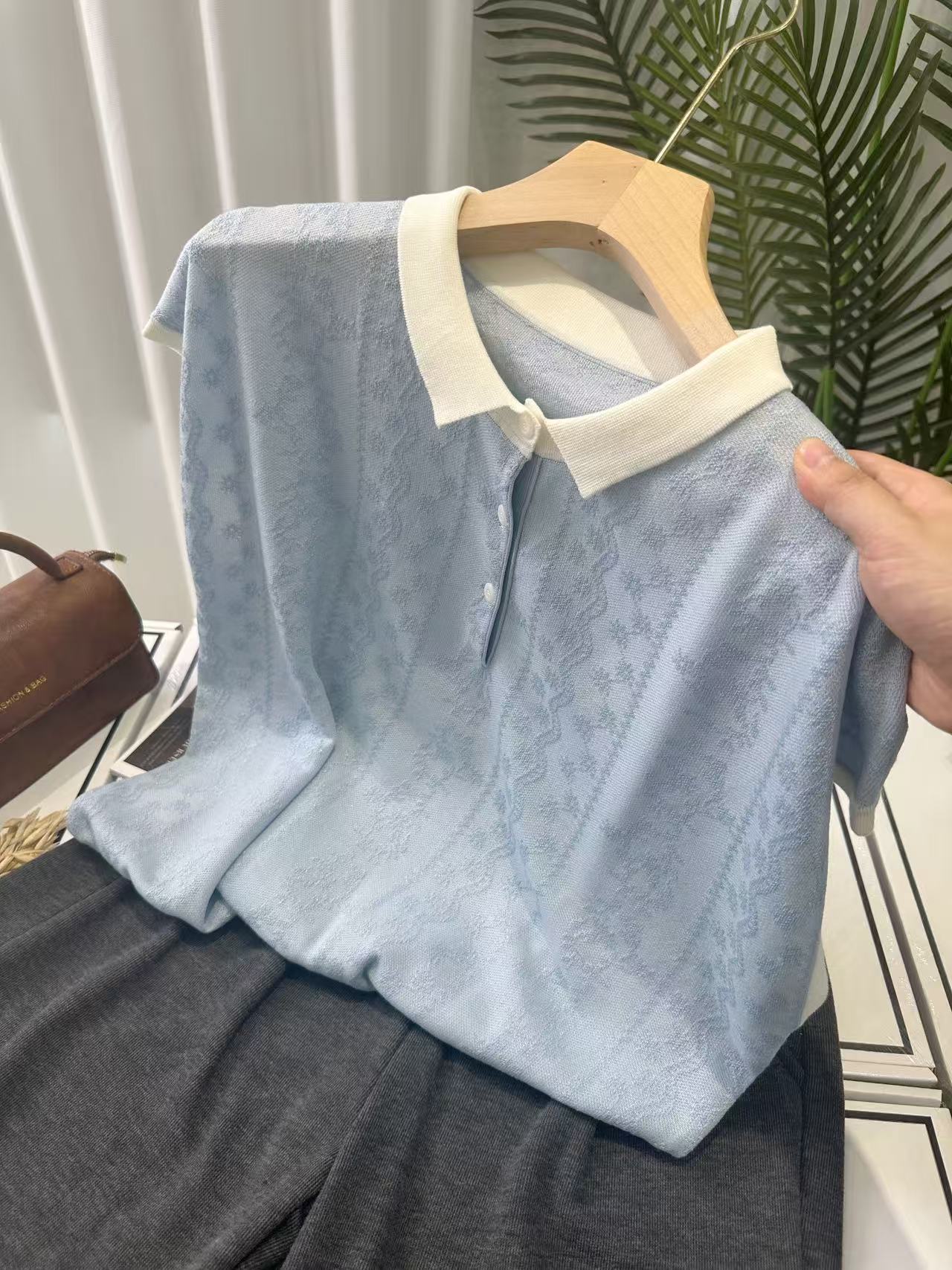 【蓝天鹅】2025新款夏季百搭时尚套头针织衫A855