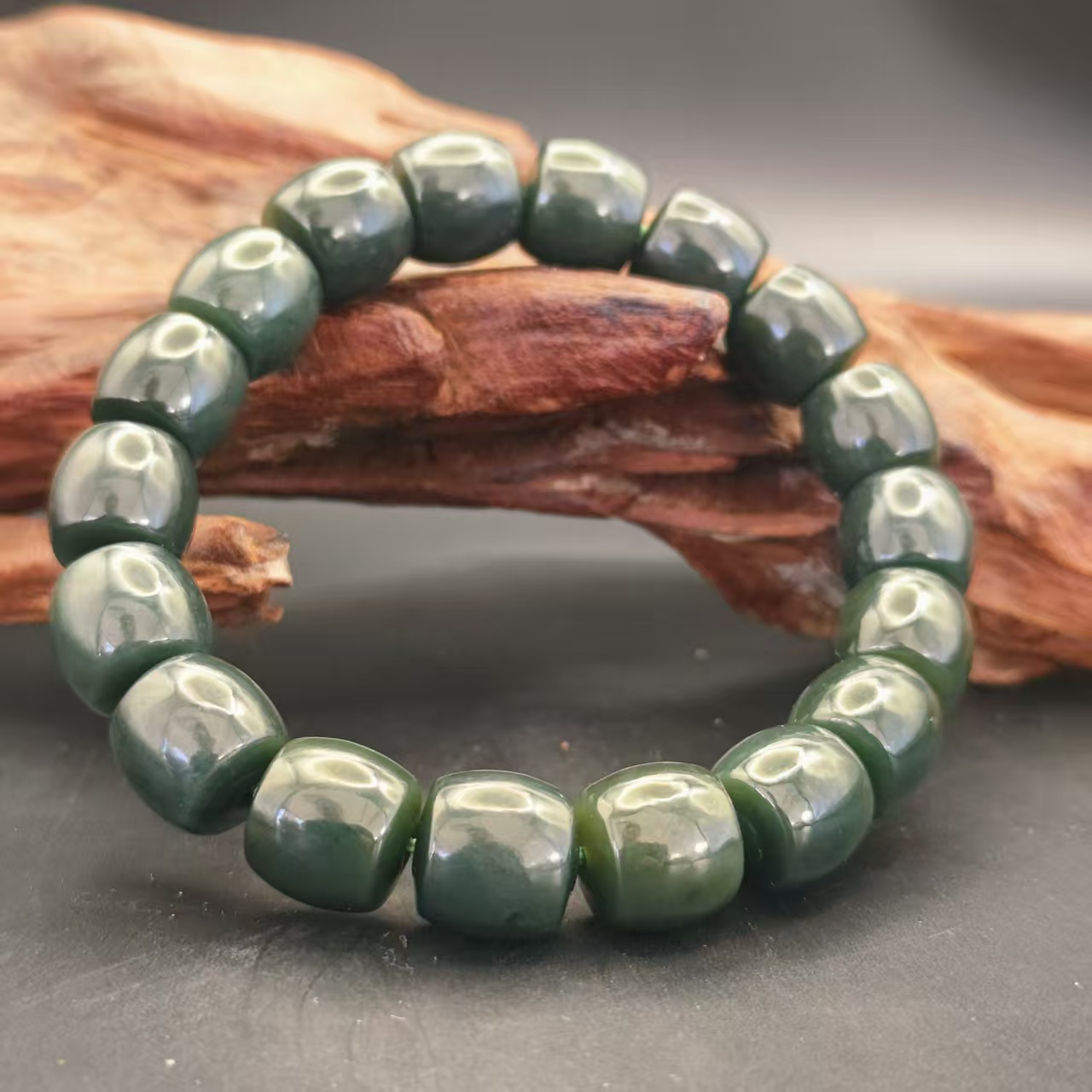 Z和田玉且末桶珠手串（卡12）2233