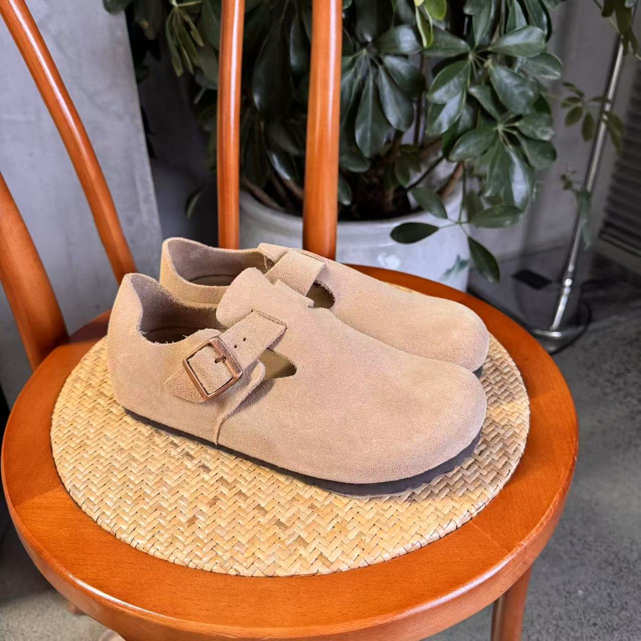 桑坡村真皮勃肯单鞋舒适平底勃肯鞋对版半包勃肯厚底全包勃肯