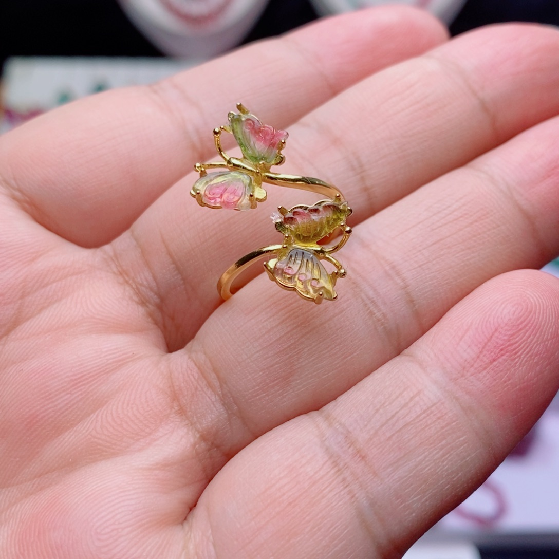 银S925镶嵌碧玺戒指