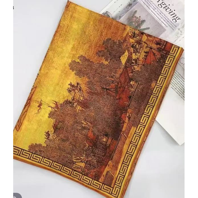 清明上河图苏萝香云纱经典国风丝巾70*180 A124