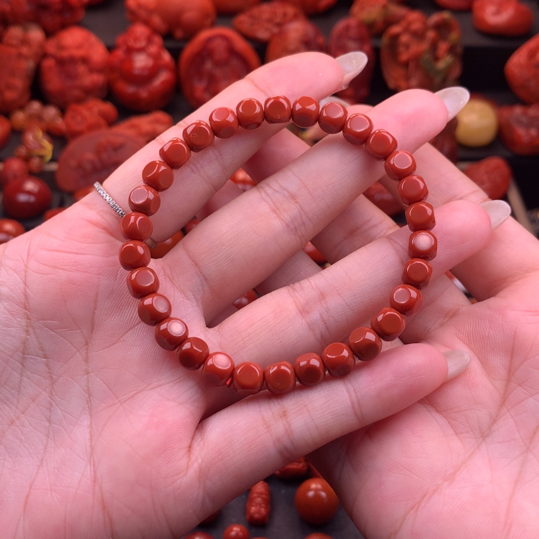 未镶嵌川料原矿高品六方手串6.2mm南红玛瑙
