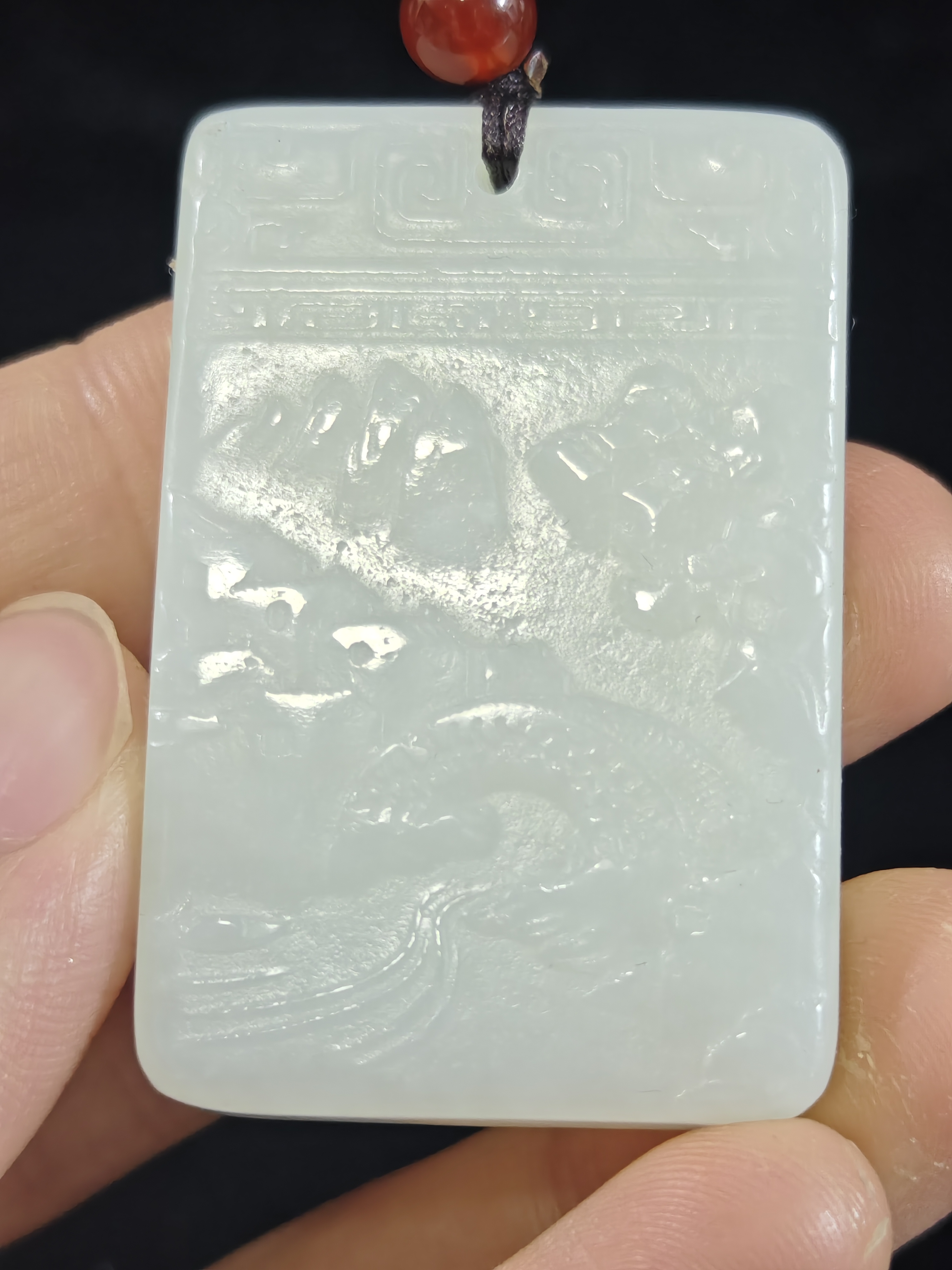 旧藏天然和田玉山水玉牌挂件吊坠配饰