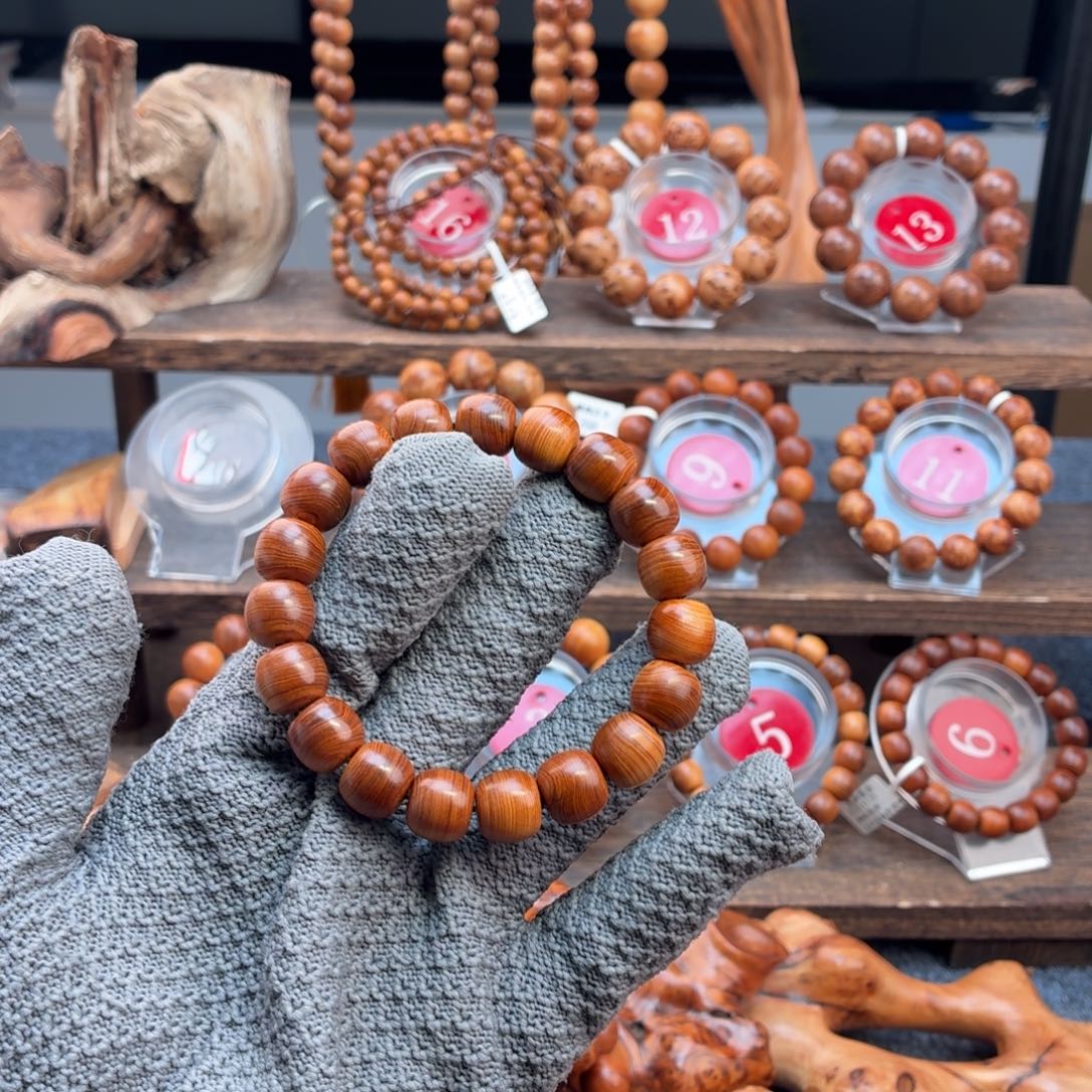 柏木（崖柏）手串/手链12黑油老型骨料蚕丝纹