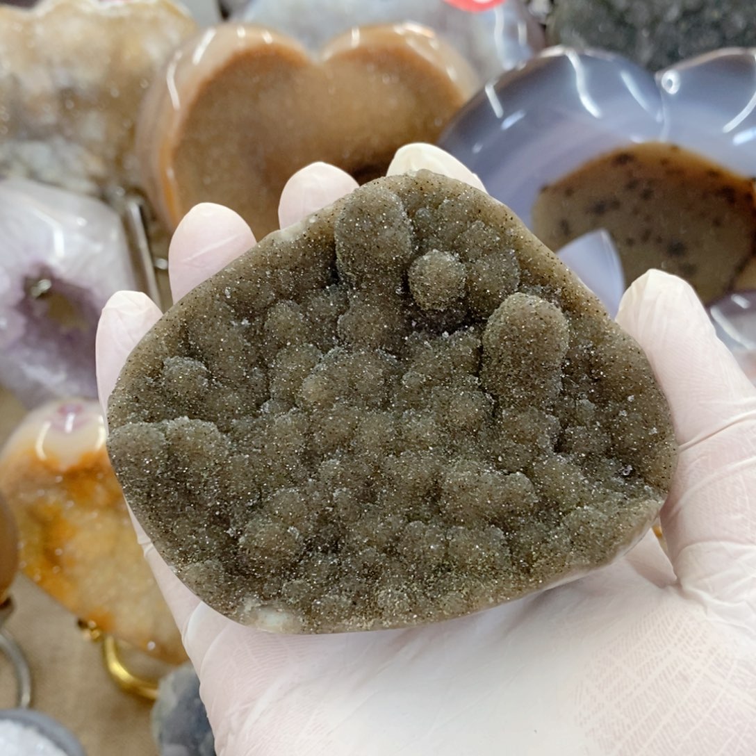 水晶天然水晶摆件9K金镶嵌