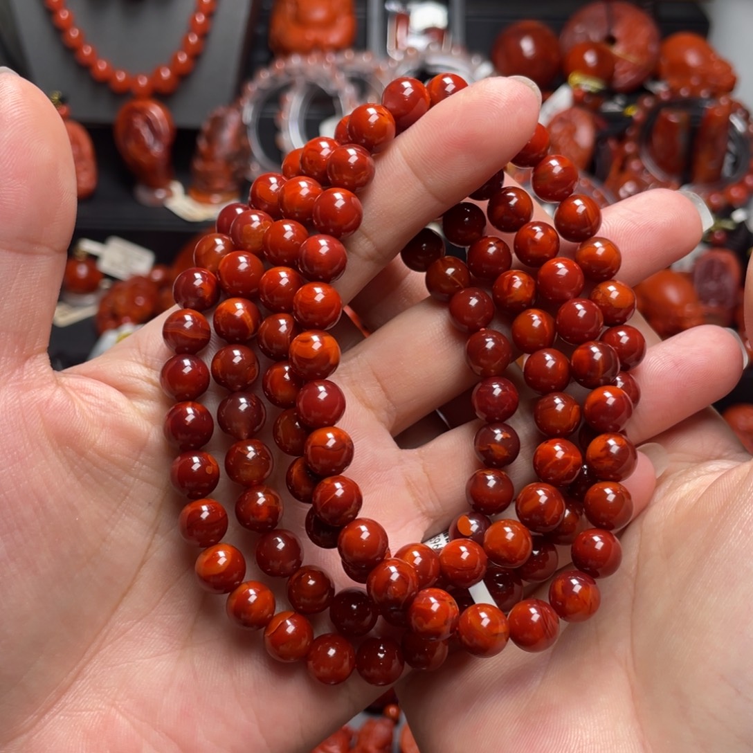 ****I南红玛瑙未镶嵌8.8mm收藏级佛珠