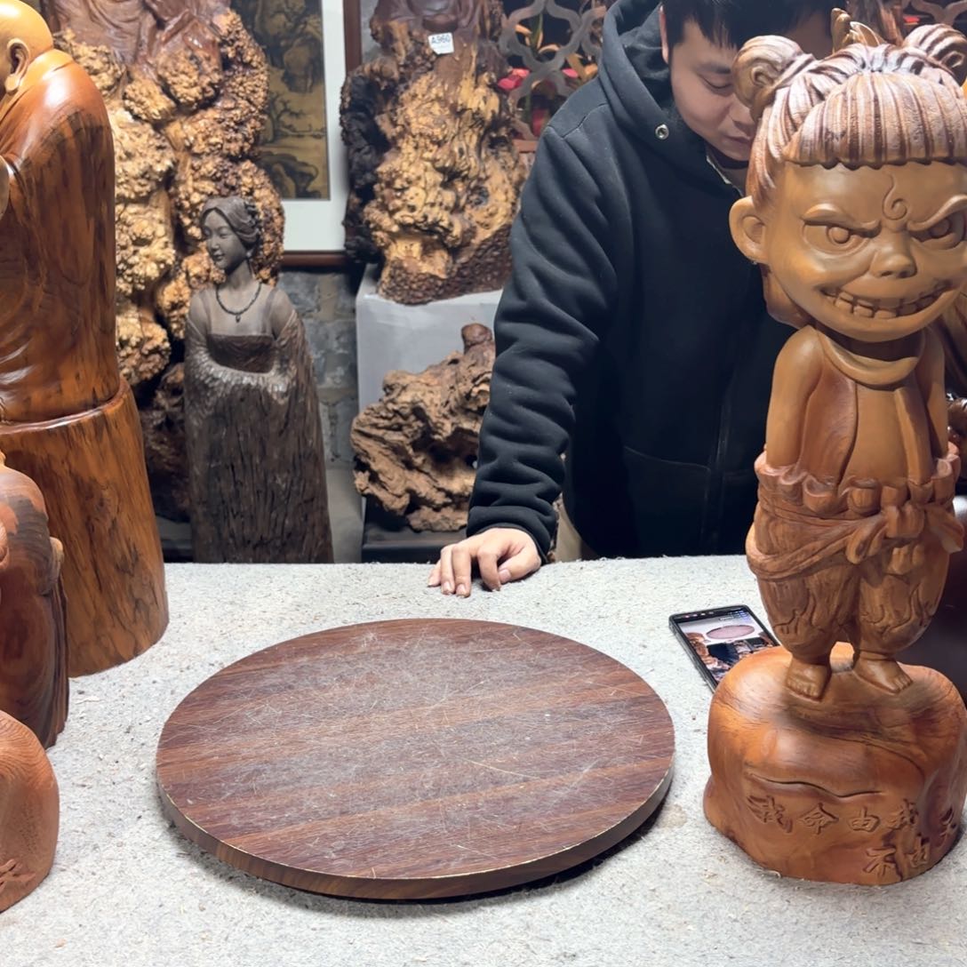 香榧木本**置关公香樟木摆件