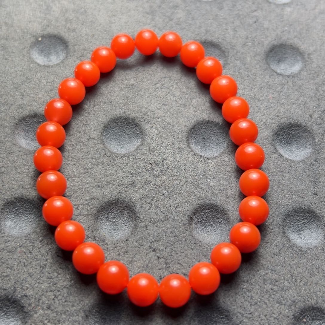 南红玛瑙东山大水沟料南红手串尺寸7m m未镶嵌