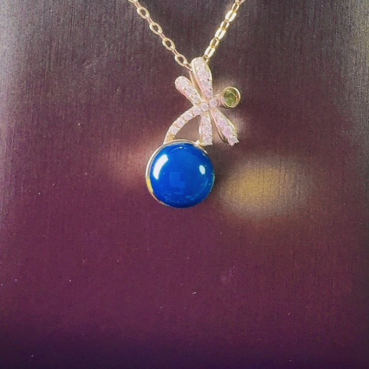 琥珀颈饰18K金镶嵌多米尼加8mm