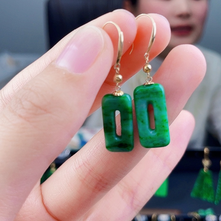 翡翠耳饰18K金镶嵌饰品