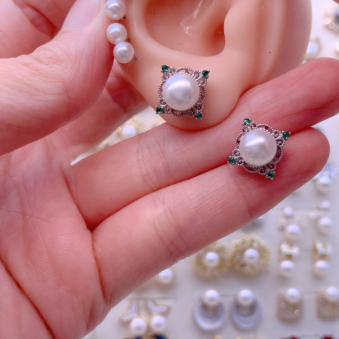 合金耳饰淡水珍珠