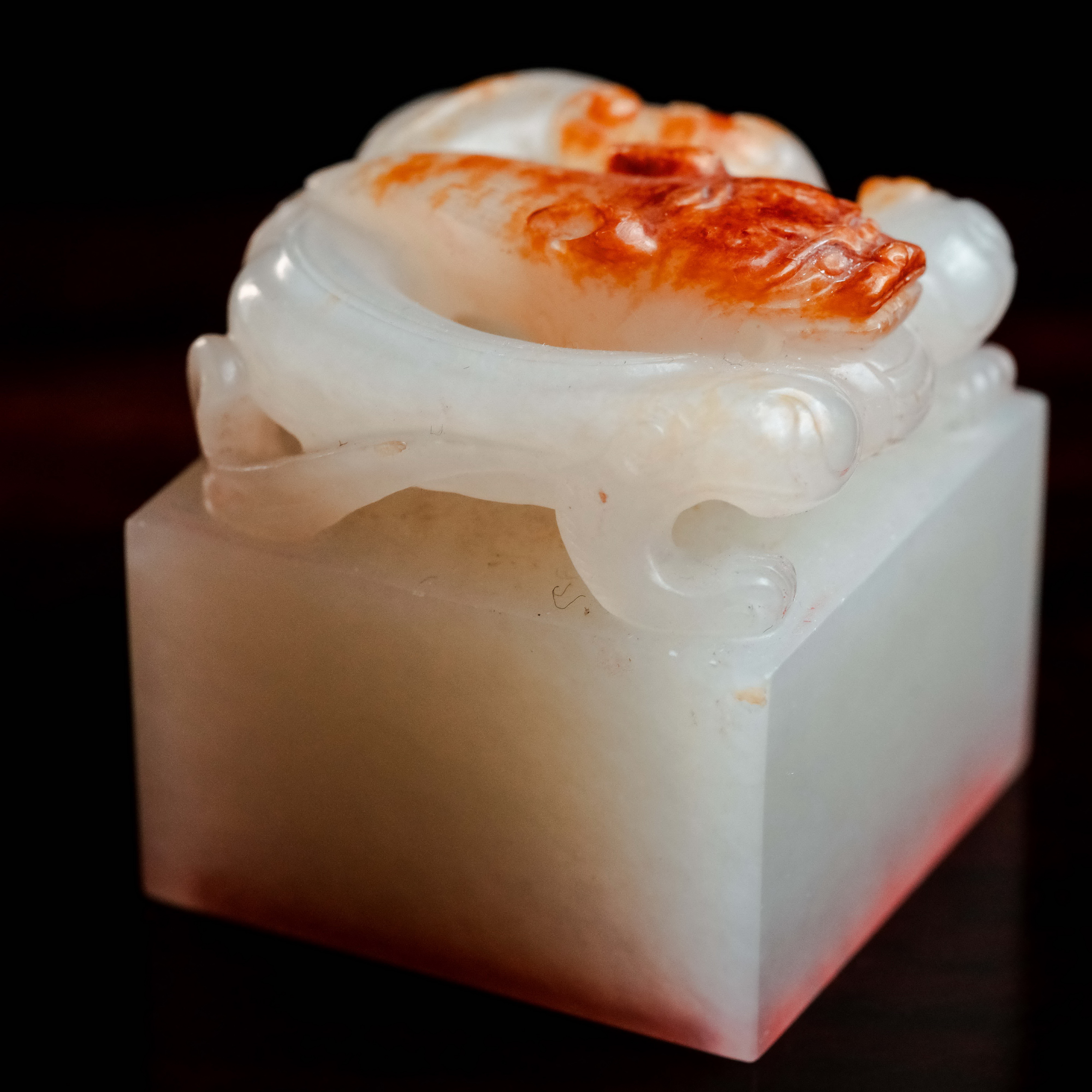 清代和田玉龙钮章-NX