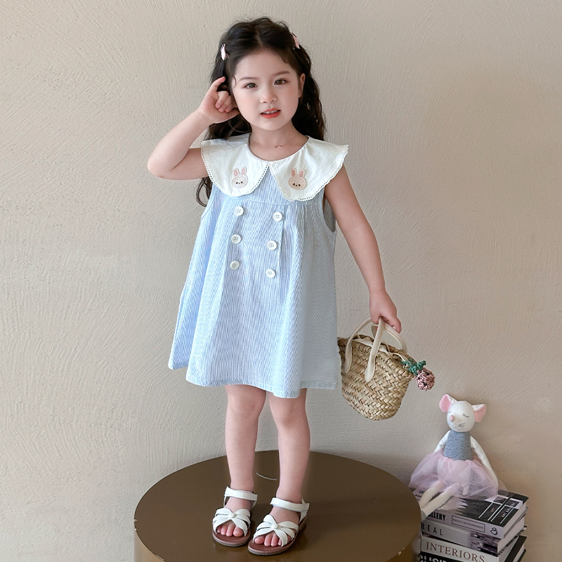 女童双排装饰连衣裙女宝宝夏季裙子