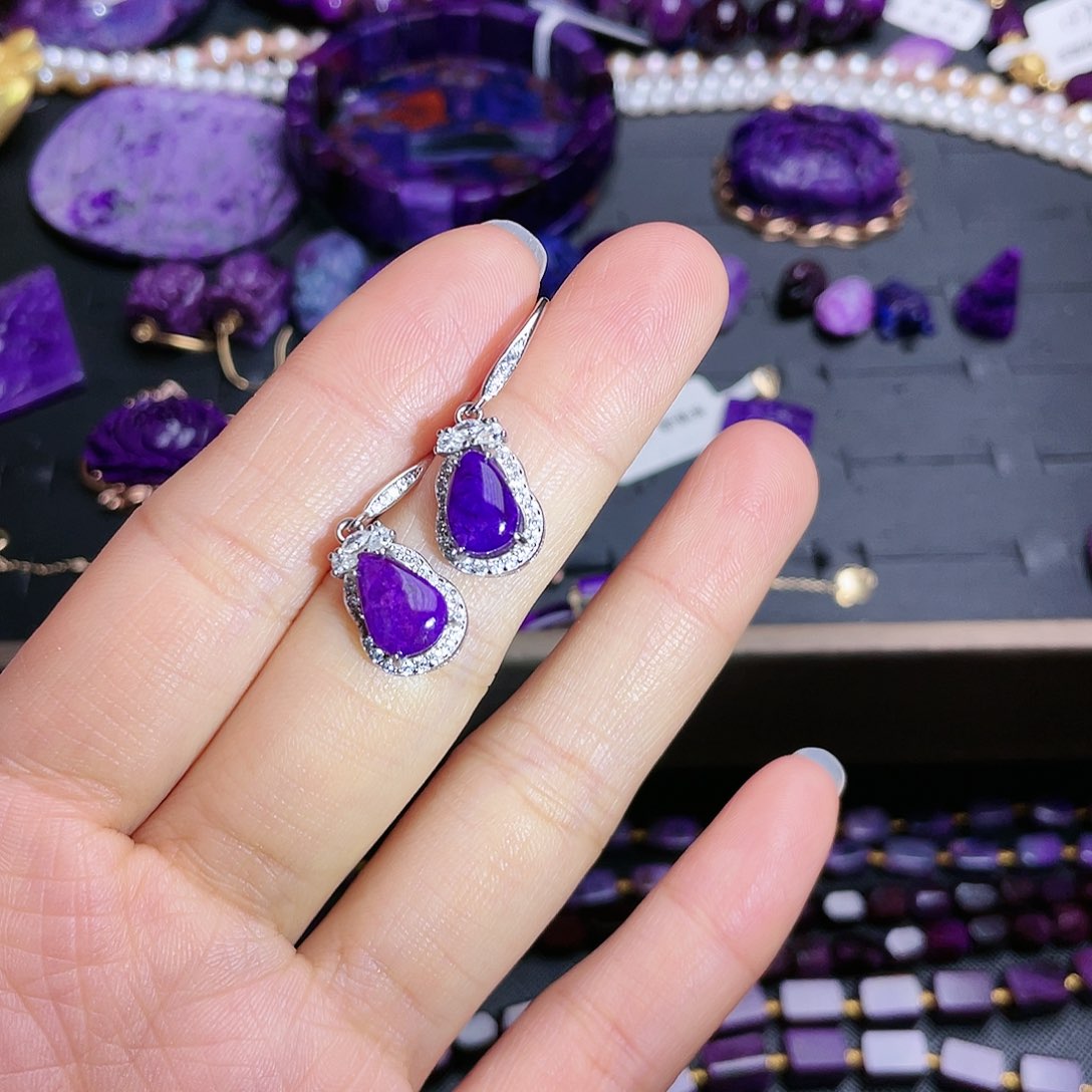 苏纪石（舒俱来）耳环银S925镶嵌