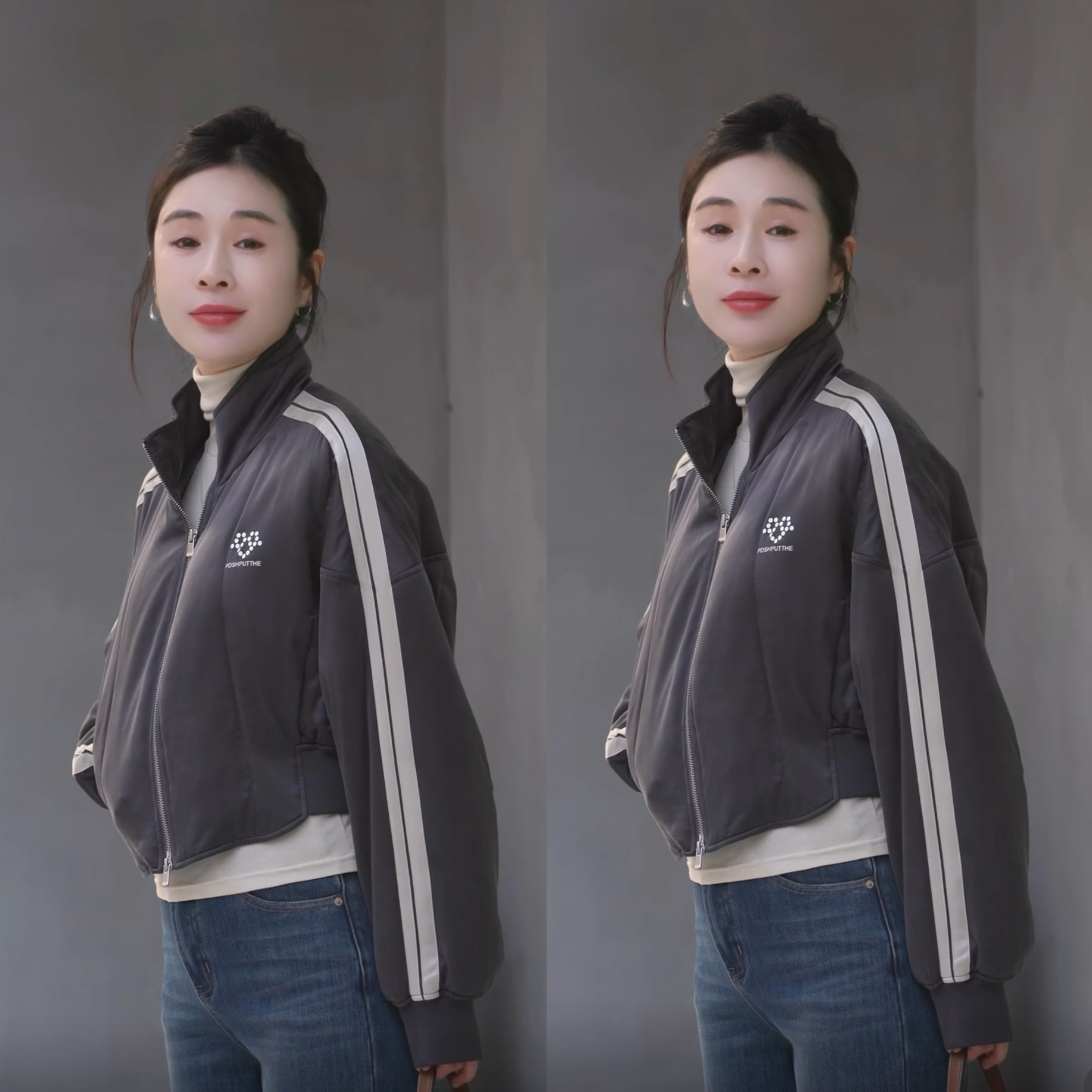  （小雨推荐2539）冬季短款女字母立领女款韩版羽绒服