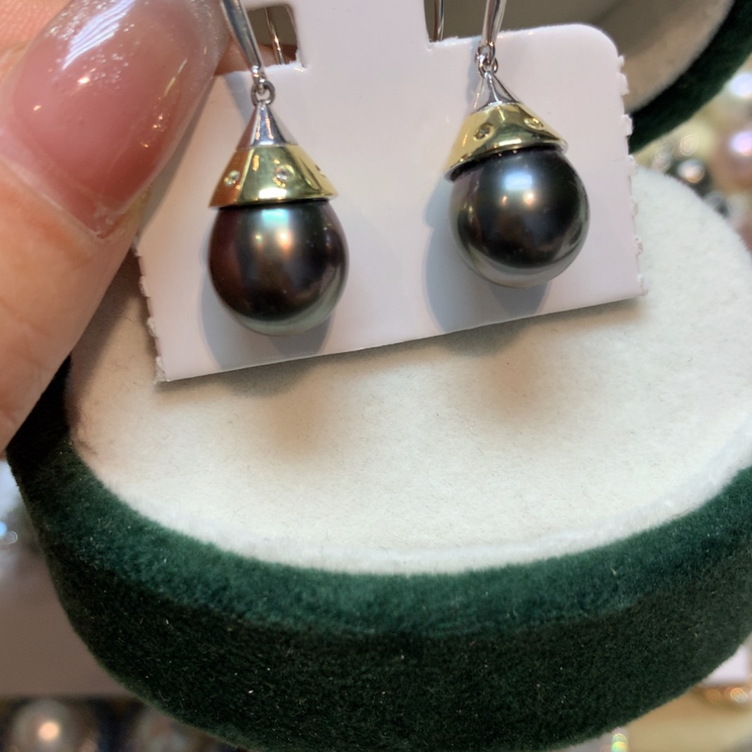 海水珍珠耳饰银S925镶嵌