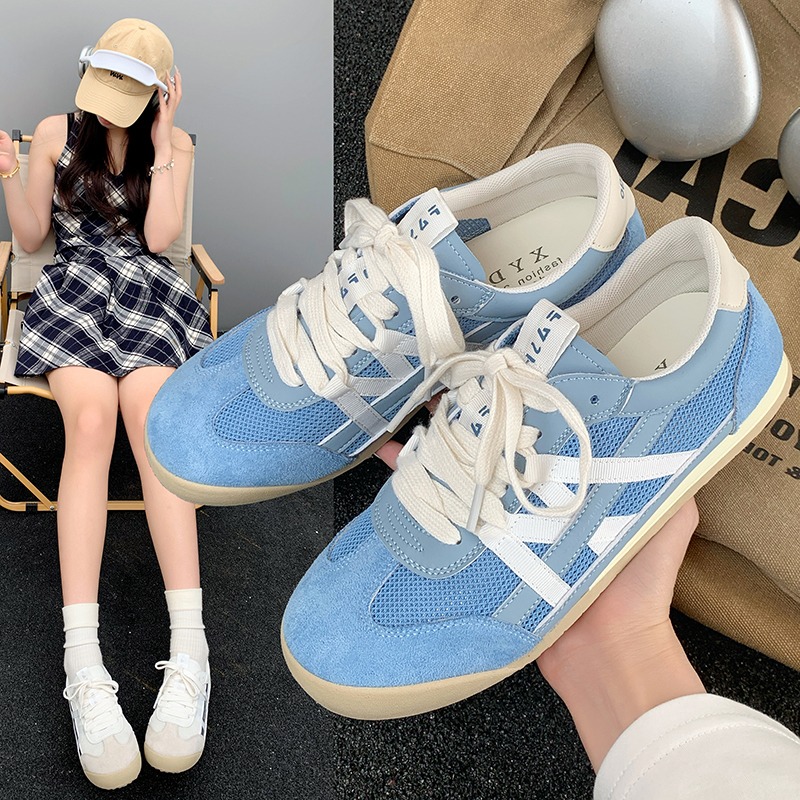 爆款德训鞋女2025夏新款百搭平底网面鞋学生运动休闲透气阿甘鞋女