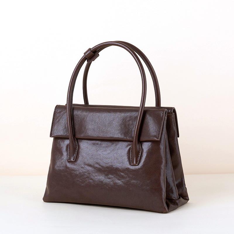 新款植鞣牛皮通勤公文包手提包 