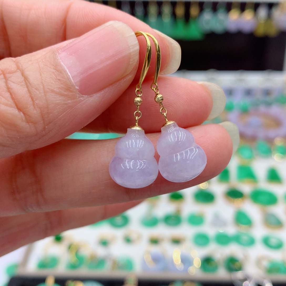 翡翠18K金镶嵌耳饰