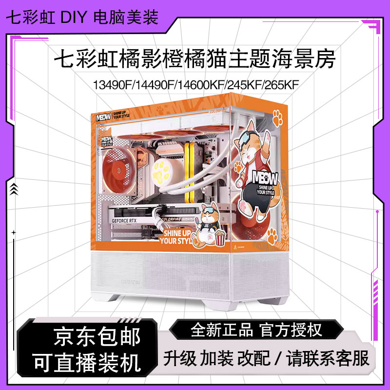 【5号橘猫款】134 14490F/14600KF+5060纯白海景房水冷电竞游戏主机