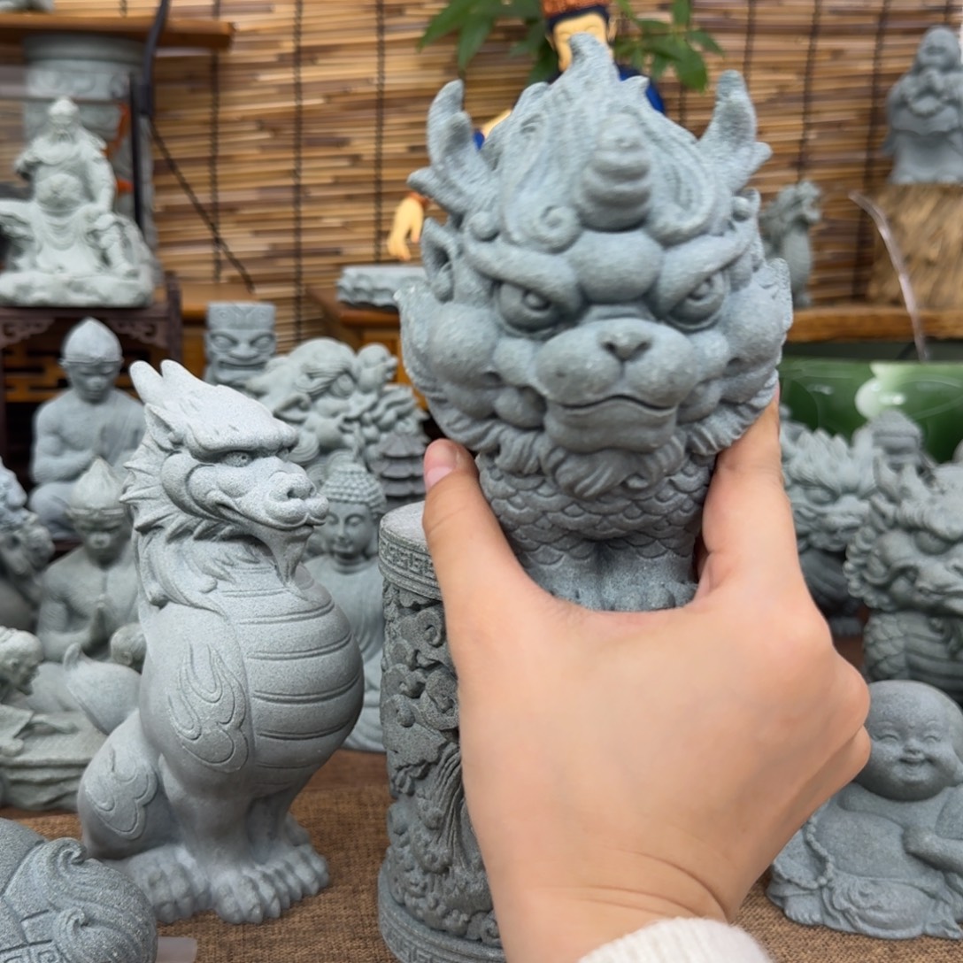 石材青砂石逗兽记独角麒麟