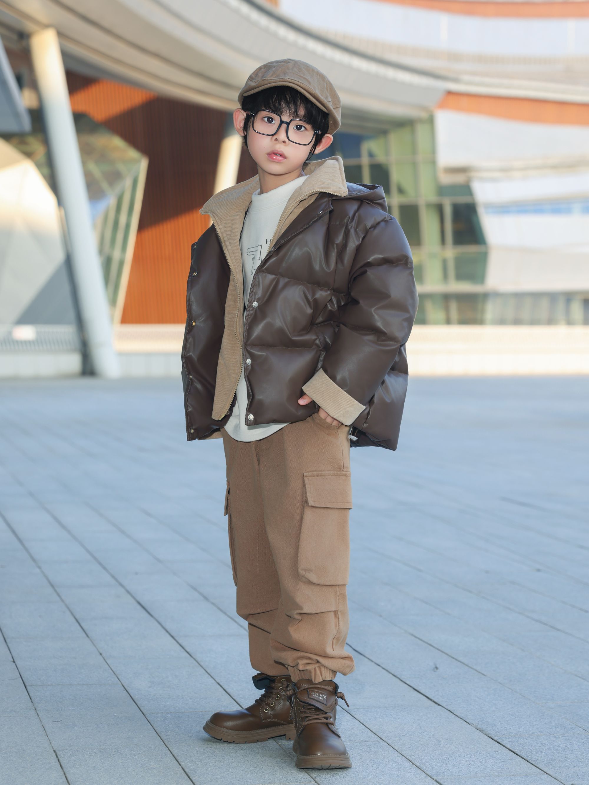 2025男女童新款拼接休闲风假两件套羽绒服