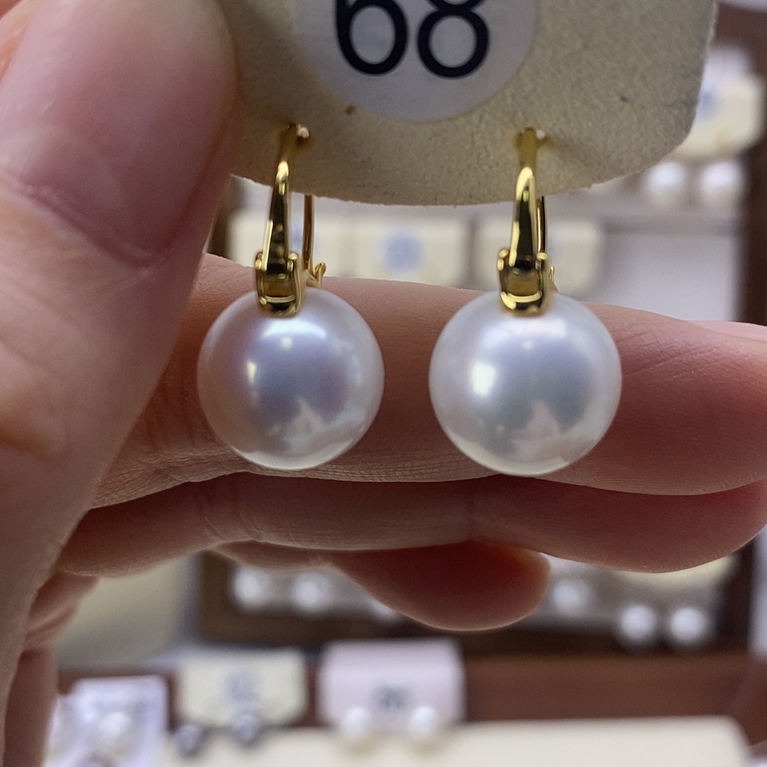 耳饰银S925镶嵌淡水珍珠