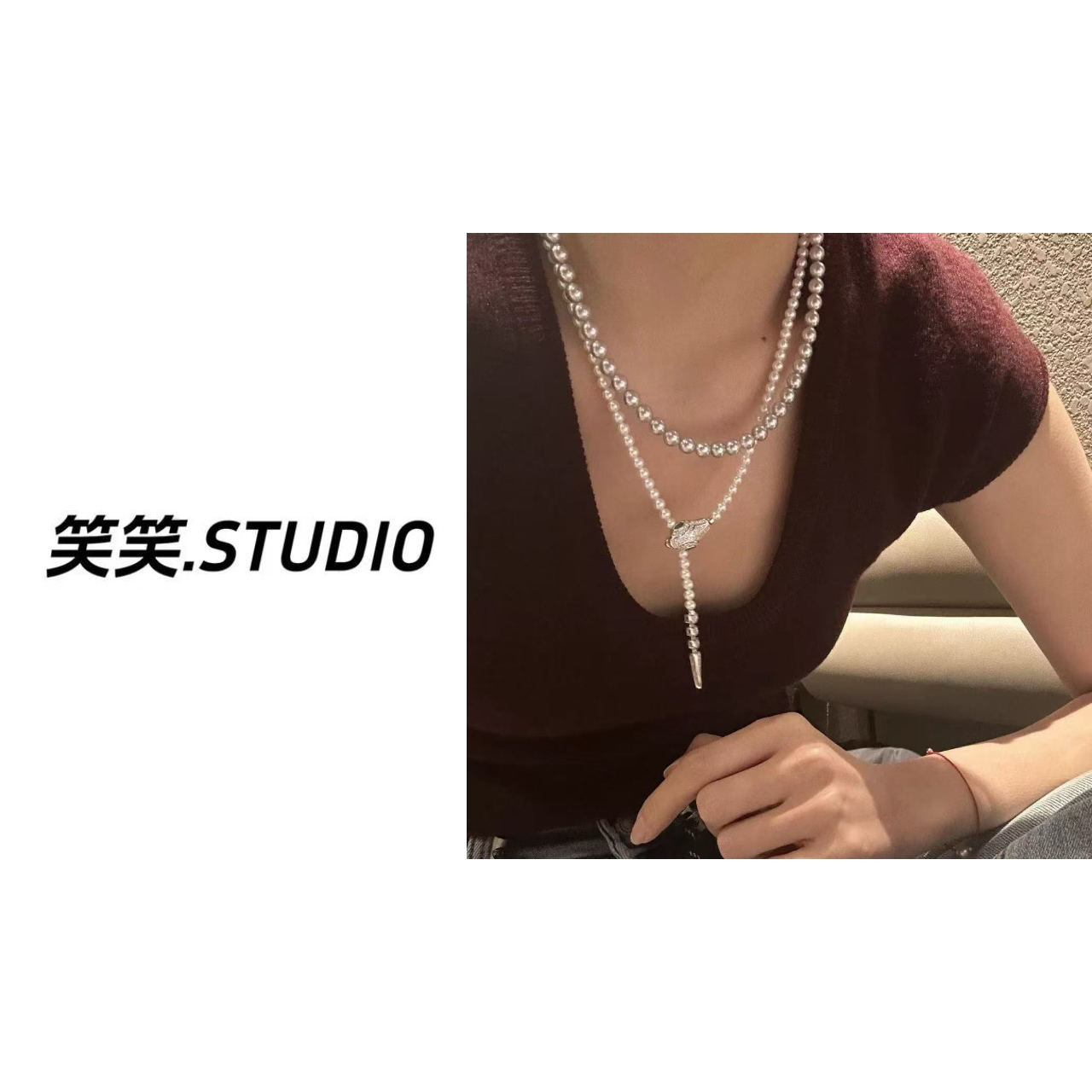 非金属仿珍珠吊坠 笑笑-【开运灵蛇】 新中式国风灵蛇珍珠高级项链