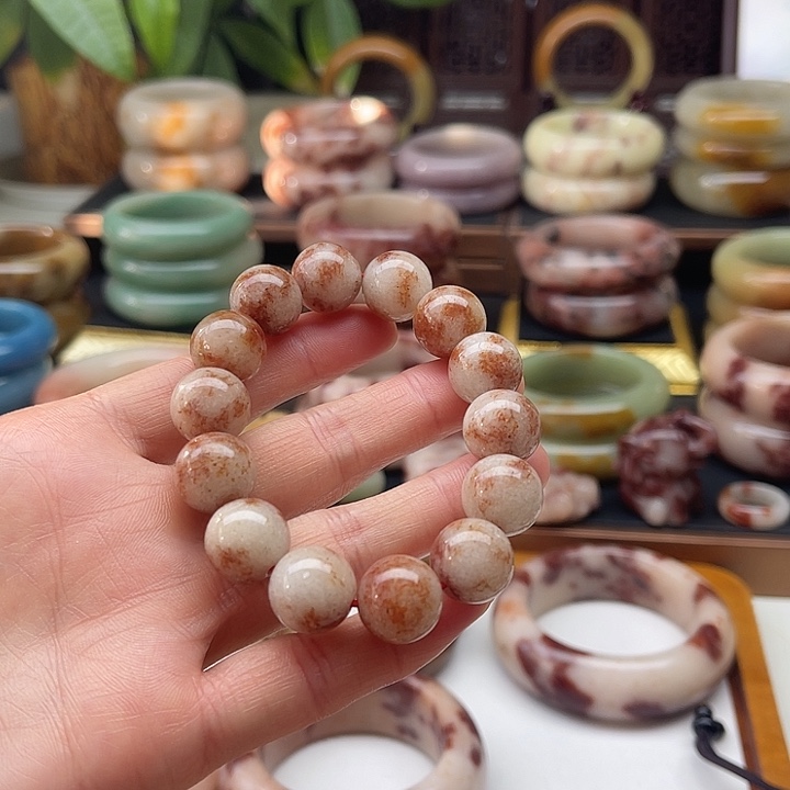 木变石9K金镶嵌手镯