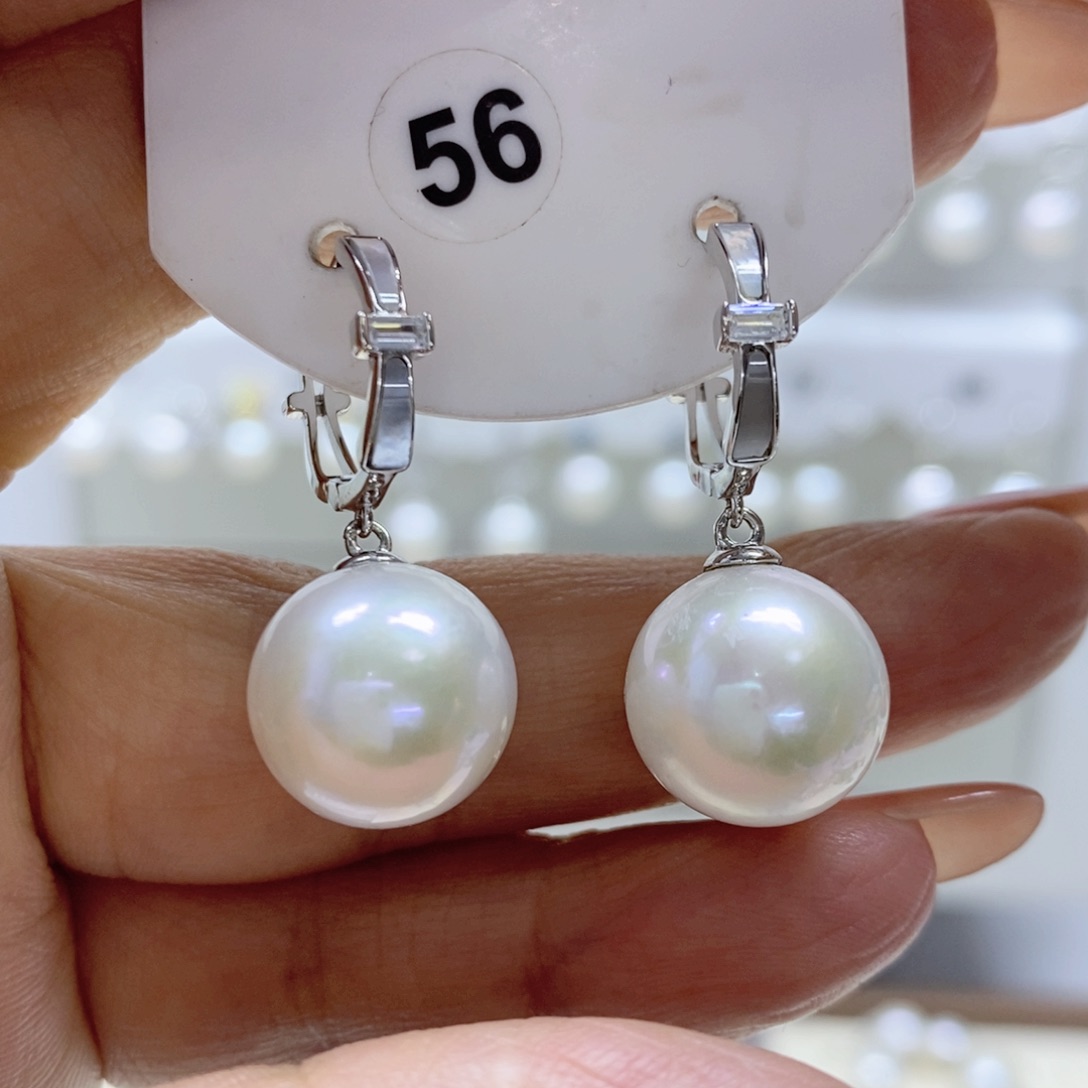 淡水珍珠耳饰银S925镶嵌
