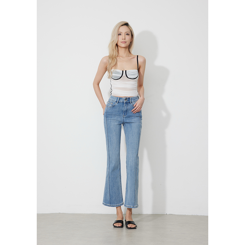 RUGOSAM【微喇裤系列】早春新品丨中高腰女九分修身牛仔裤RB0672