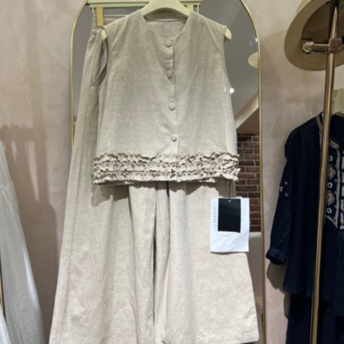 休闲风法式时尚套装夏季休闲宽松背心短袖蕾丝