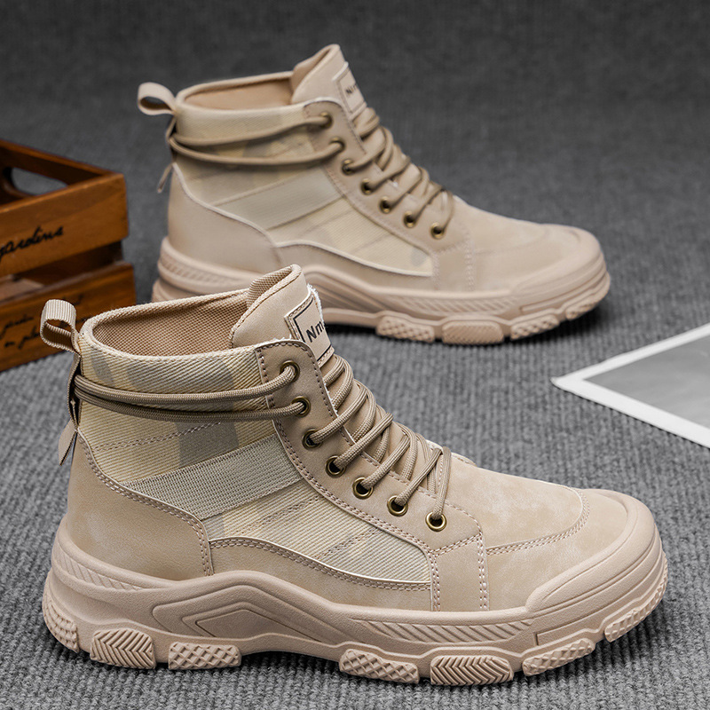 高帮马丁靴男鞋秋季新款工地上班工装鞋防滑耐磨运动休H0055