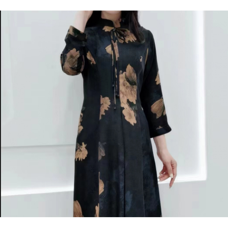 潘一抹微蓝2024新款连衣裙21013