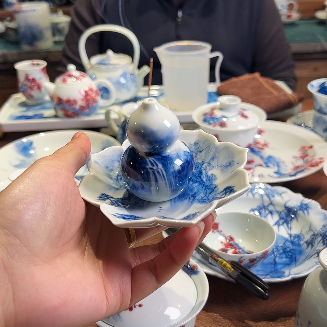 澜***溪青花手绘山水杯垫