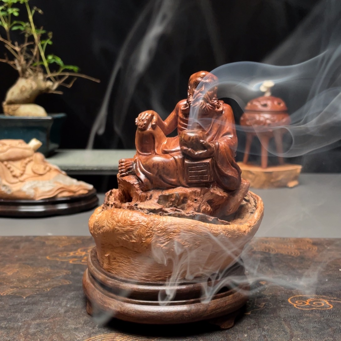 海***川香榧木荔枝木达摩香炉