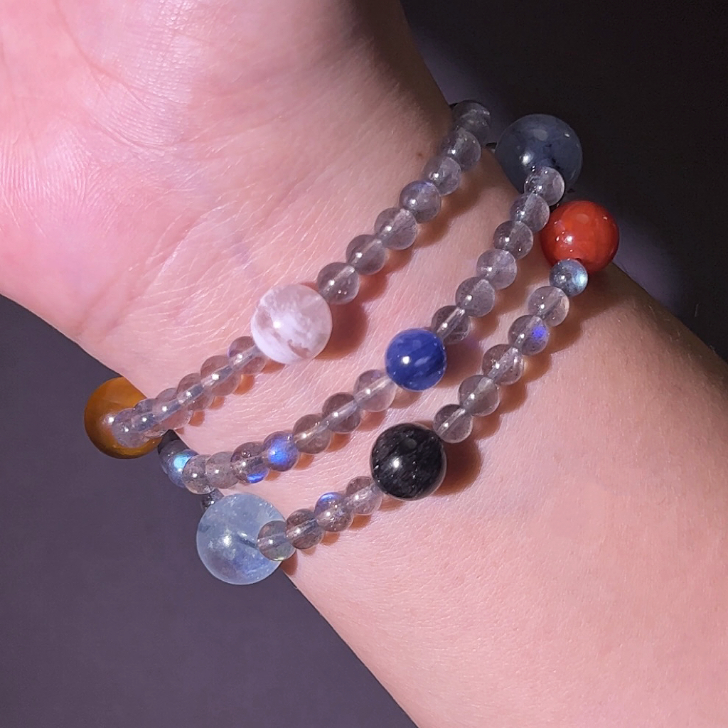 天然灰月光水晶手串三圈设计款高品精挑 多样性发货