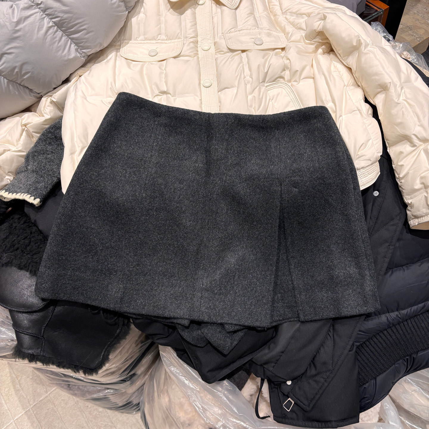 秋冬欧货 毛呢开叉a子裙裤25728-1