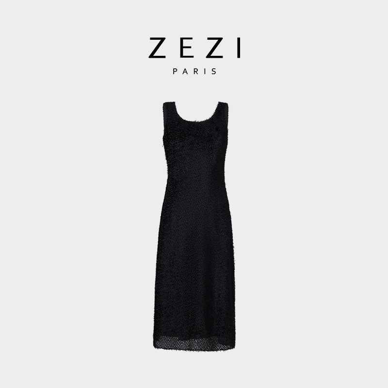 ZEZI【冯超专属】【羽纱裙】微收腰显瘦无袖连衣裙简约摩登Z11C103Q