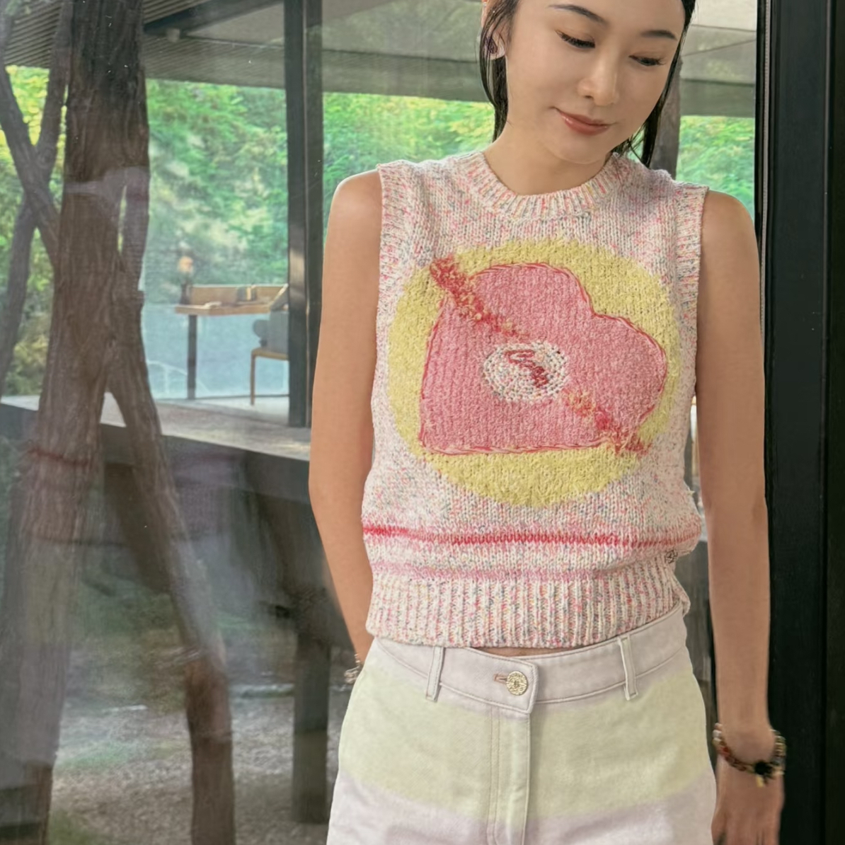 99新 Chanel/香奈儿 24C爱心针织背心34码