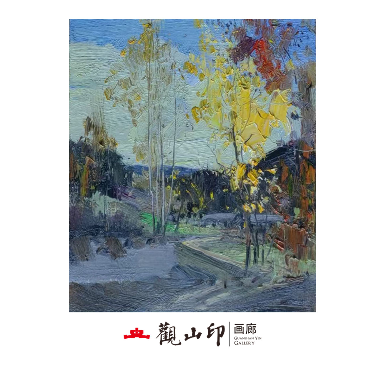 SMK原创手绘风景油画50x60cm美式复古风玄关沙发背景挂画21174
