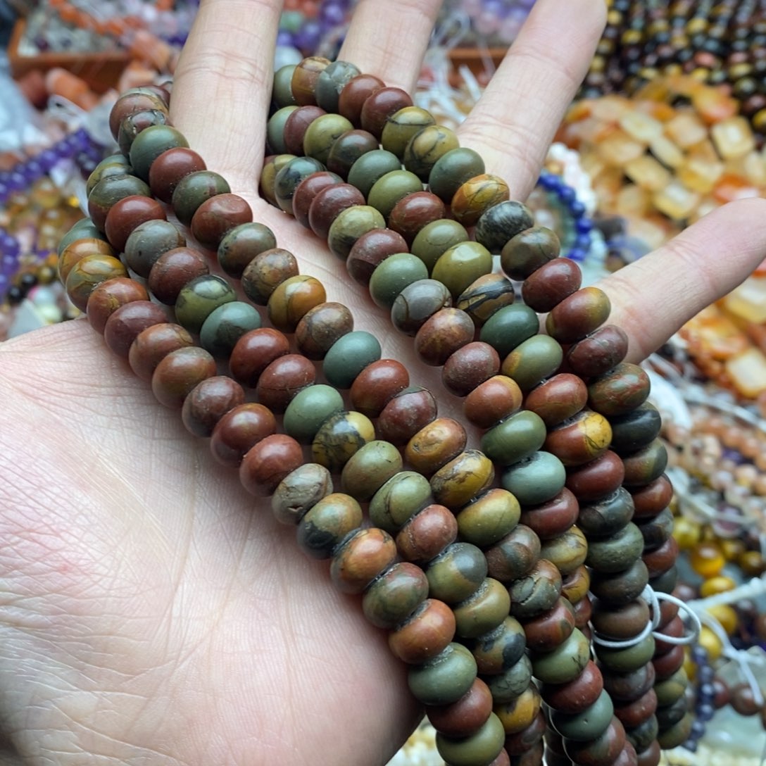 玛瑙/玉髓未镶嵌珠宝半成品一条纯天然6×10毕加索隔片