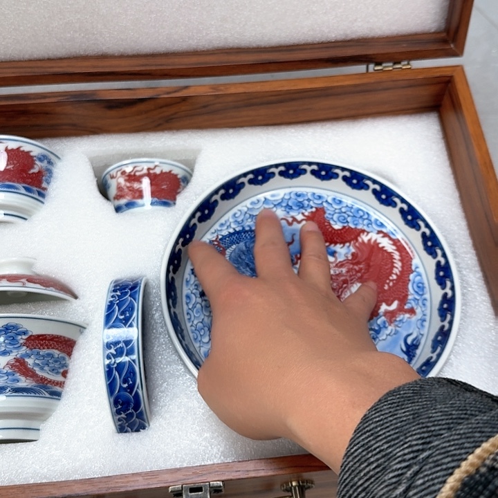 杯双龙戏珠5件套景德镇