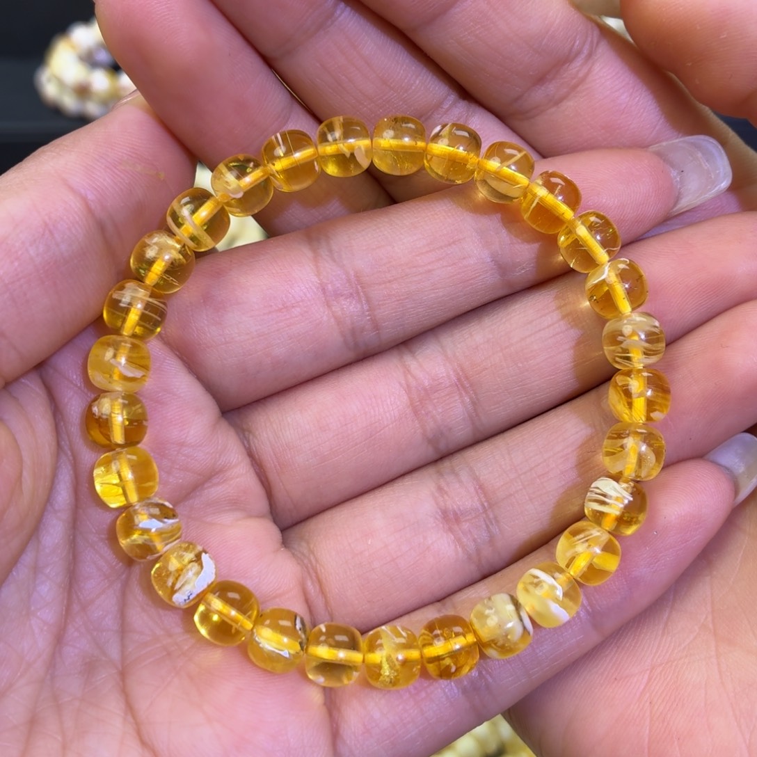 未镶嵌琥珀手链金白拉丝7