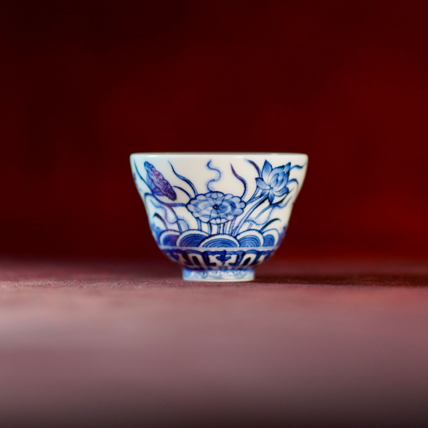 青花瓷  十方窑  仿明青花束腰杯个人杯主人杯  容量60ml 