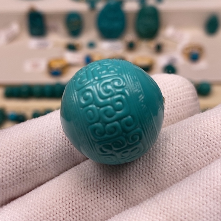 未镶嵌绿松石回纹圆珠24.5mmAA792