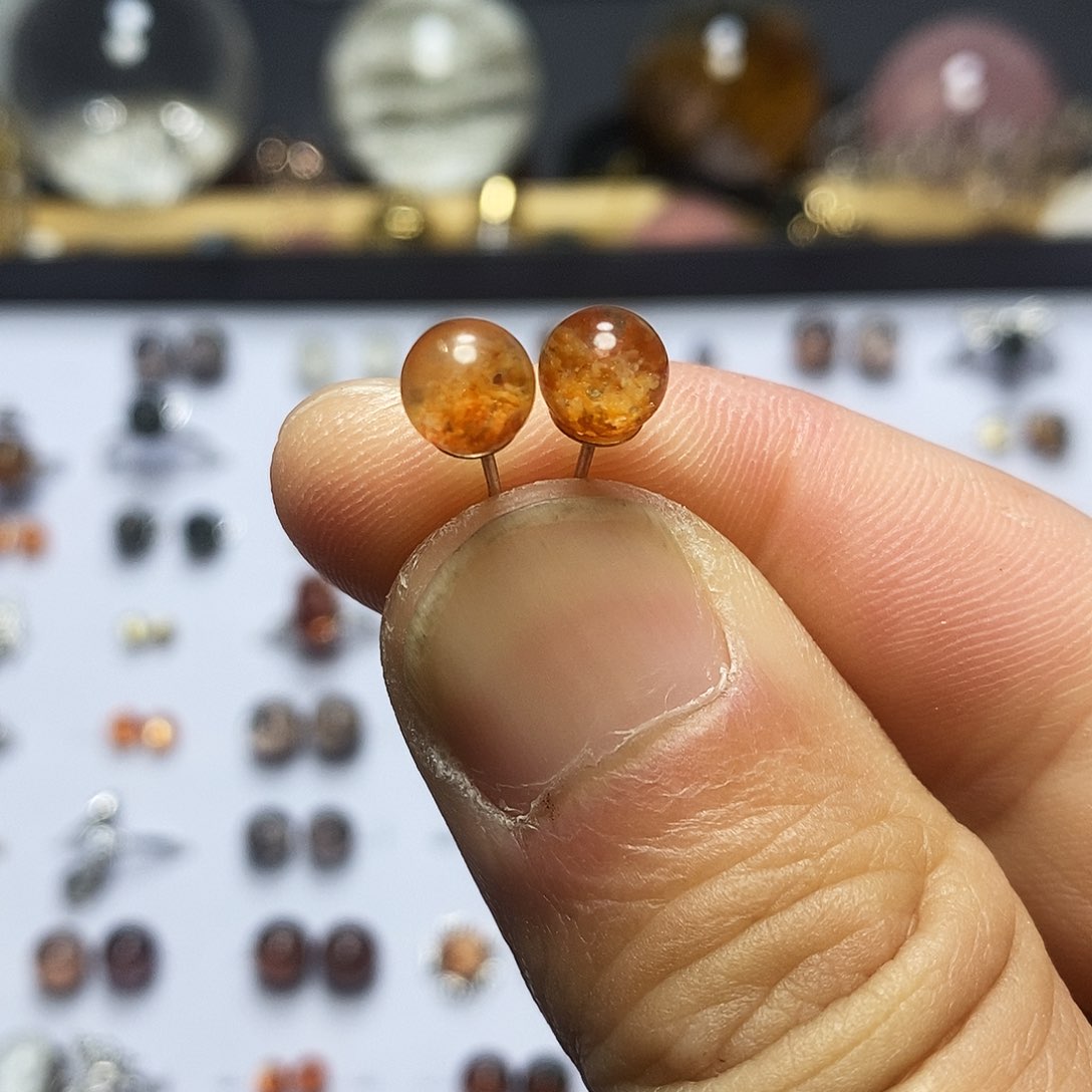 水晶耳饰银S925镶嵌耳钉6.5mm