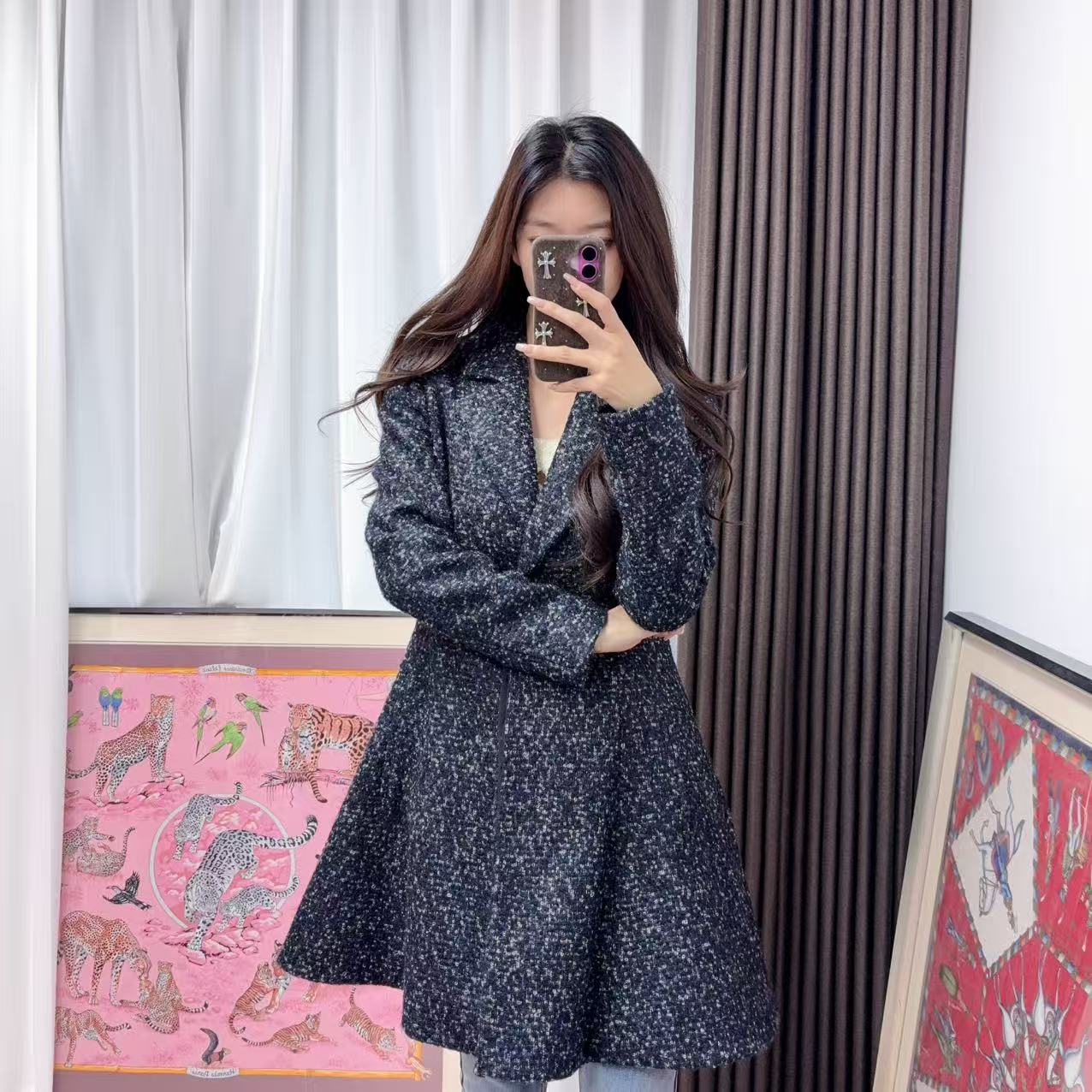 95新 DIOR/迪奥 混织大衣38码灰色/250507JJKXH02