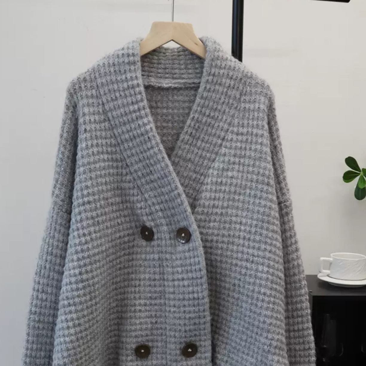 加厚亮丝斜扣外套女