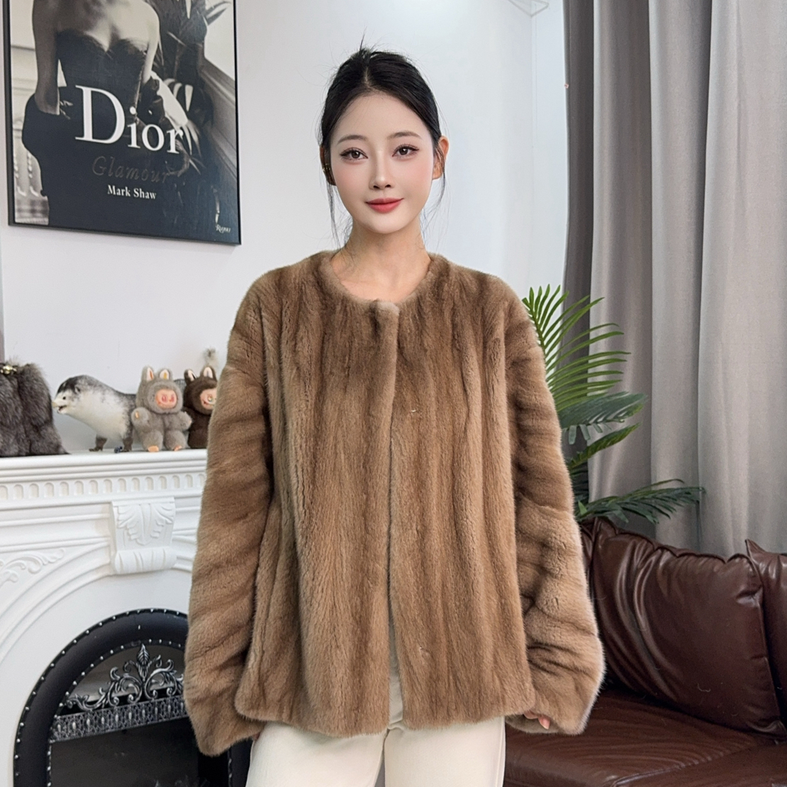 xizi/茜姊皇冠天鹅绒全抽刀貂皮大衣女外套整貂 新款短二母貂2025